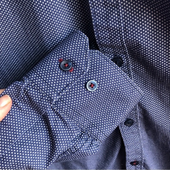Point Zero Luxury blue polka dot button shirt - Picture 5 of 10